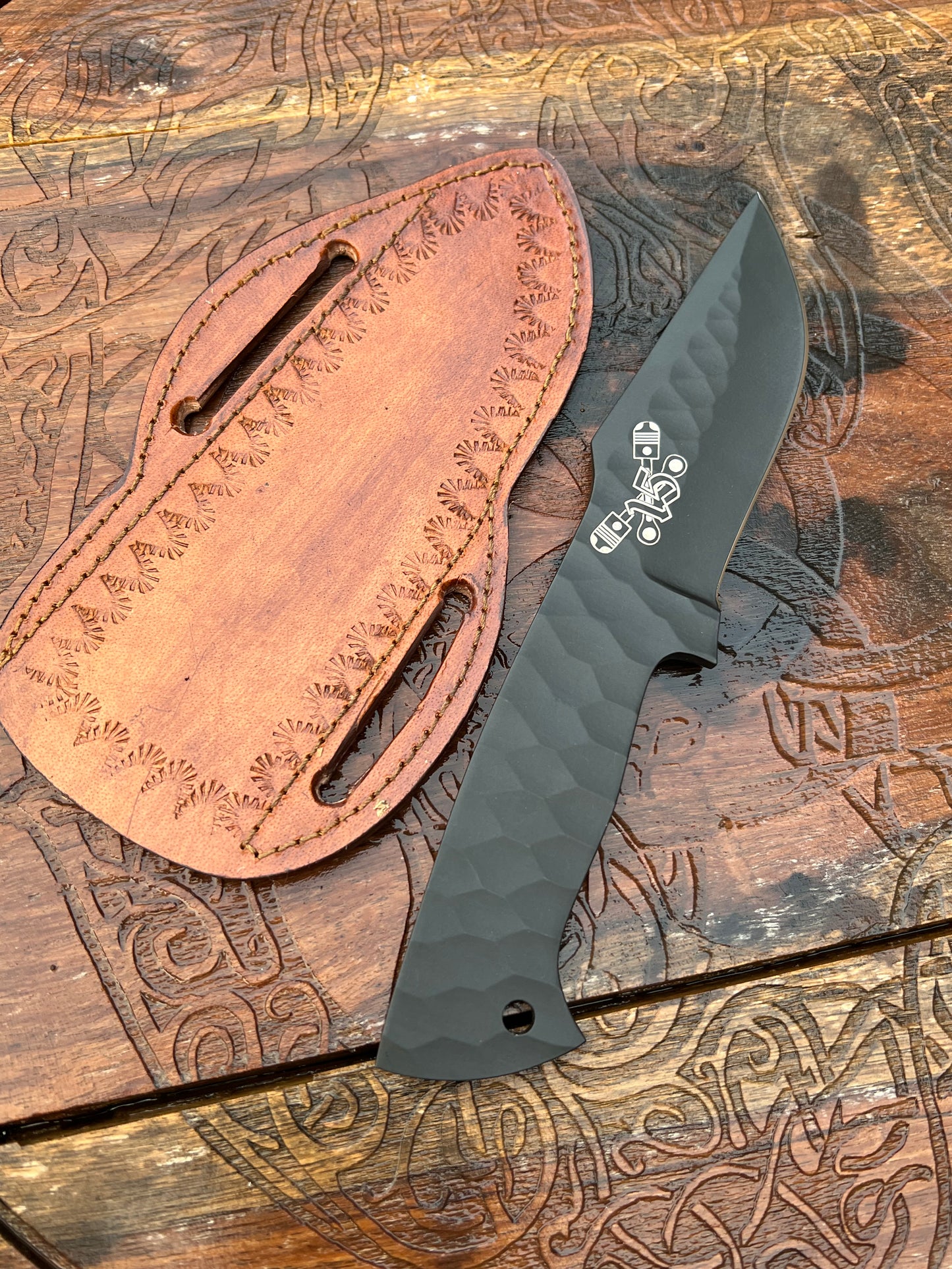 SYLO Crossed Piston 15-Knife Full Tang Hand Forged J2 Steel SYLO Blade