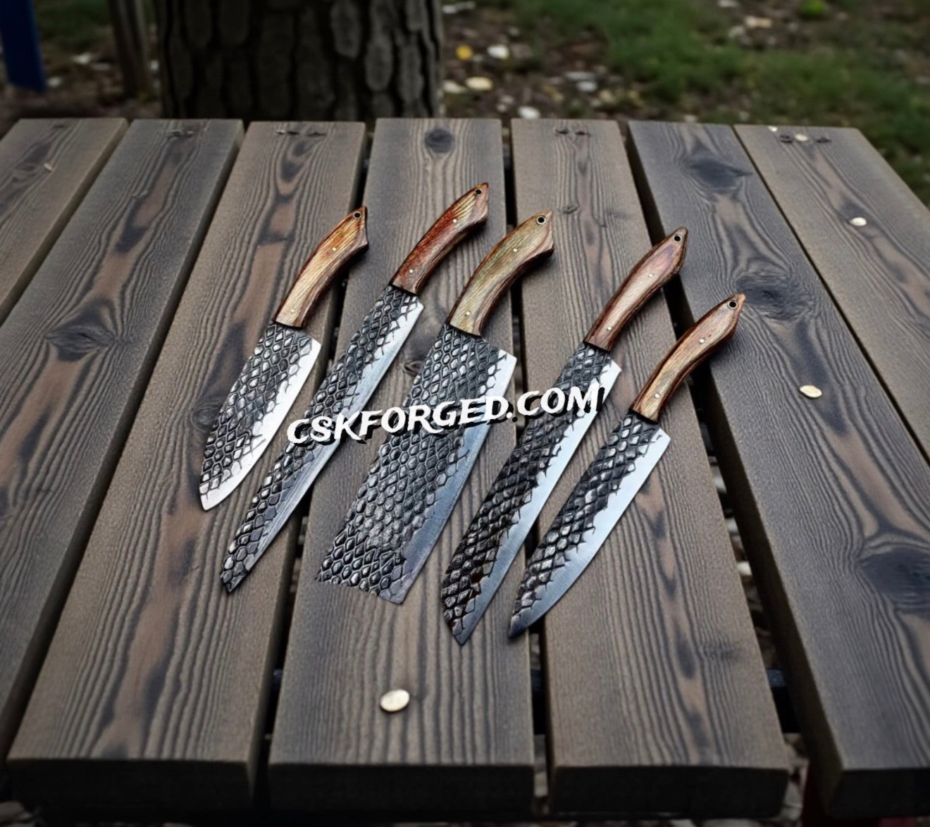 Rasp Tool Steel Kitchen Knife Set – Rustic Chef Collection & PAKKA Wood Handles