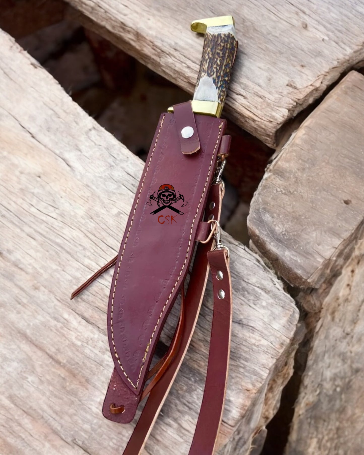 Highlander Stag Handle Knife Custom Handmade D2 Steel Blade