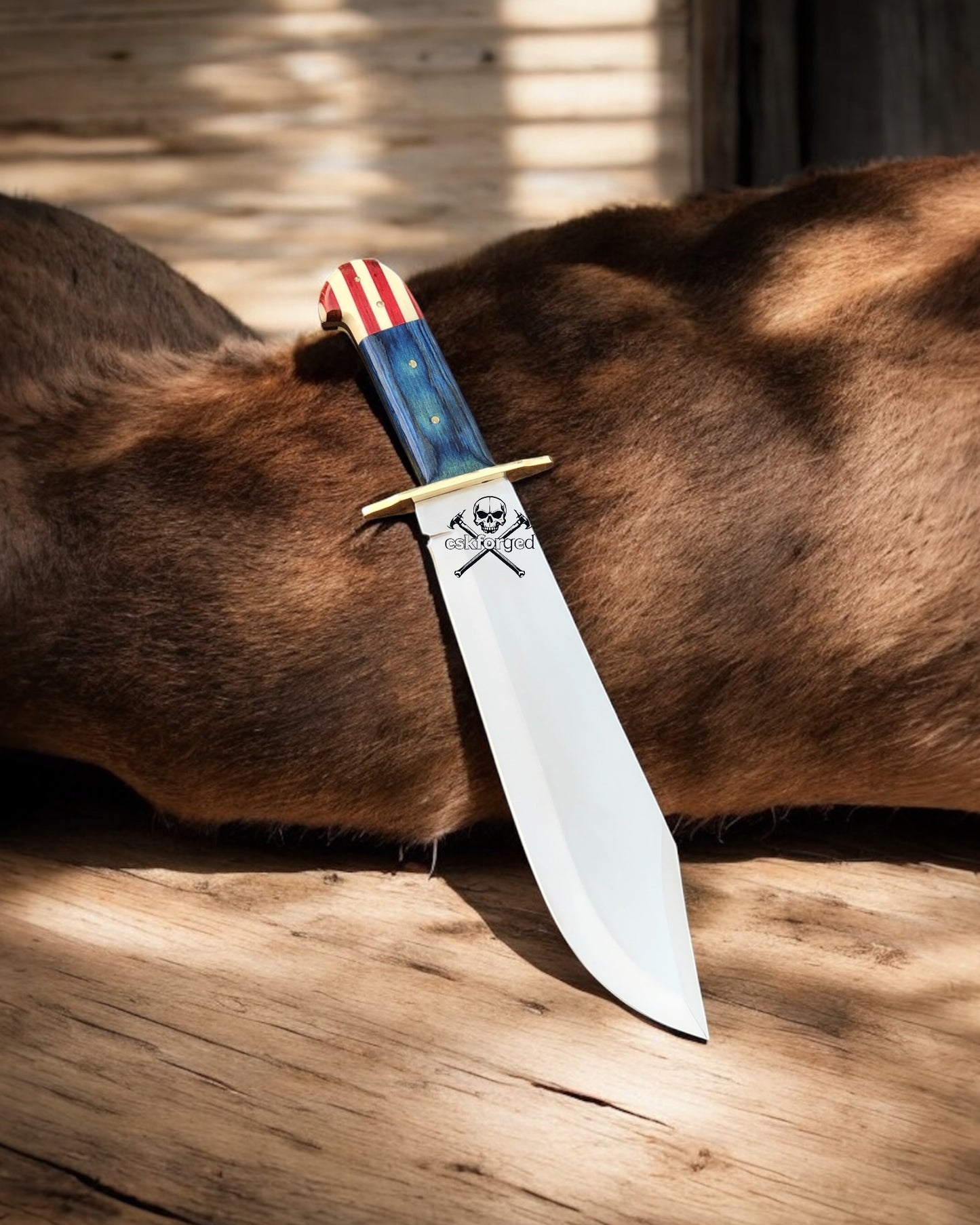 Western Knife Stainless Steel Blade, Texas Flag Handle,Brass Guard