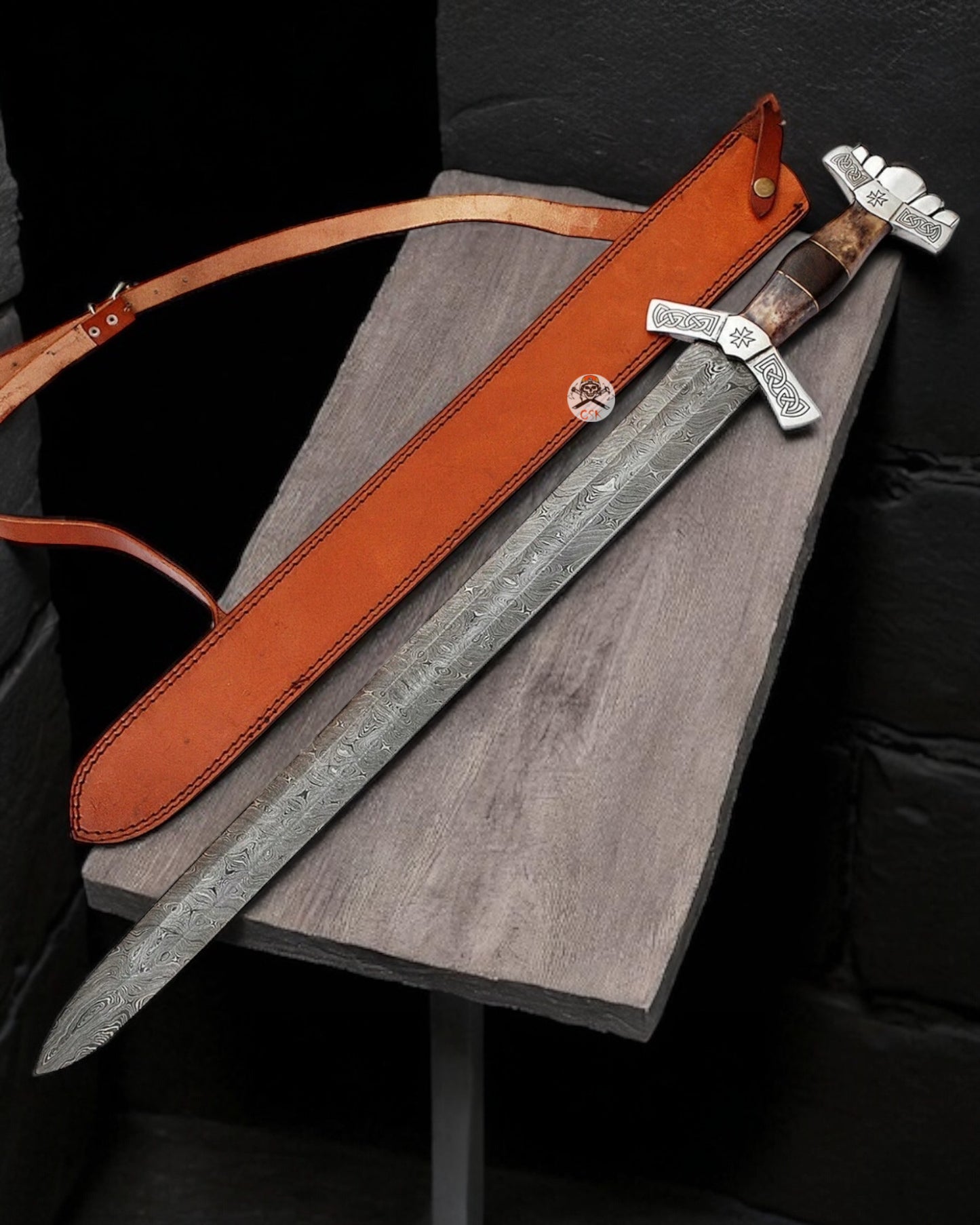 VALHALLA RISING DAMASCUS STEEL SWORD-HAND FORGED NORSE INSPIRED VIKING STYLE