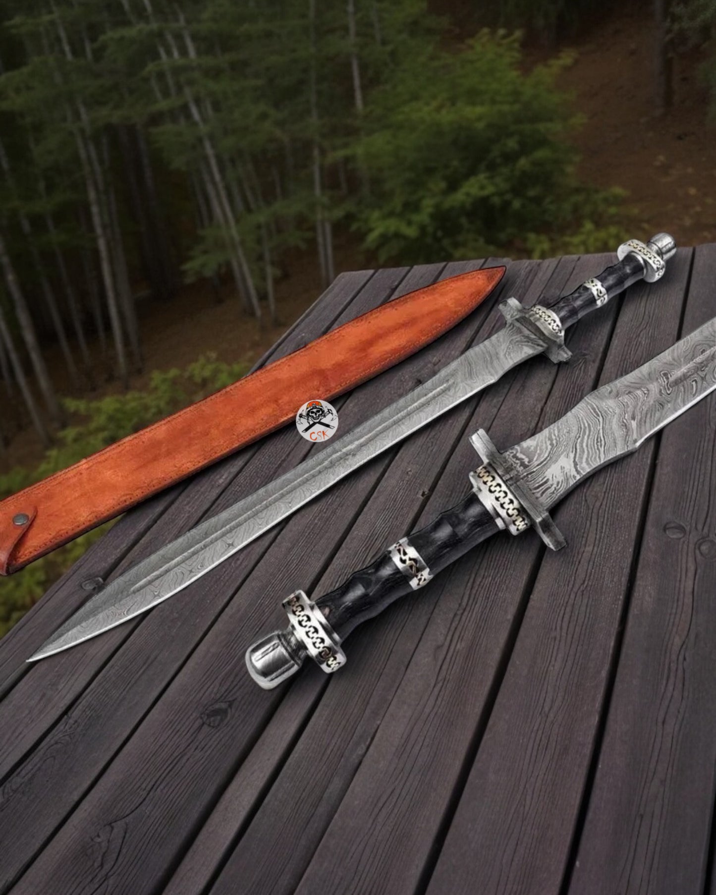 Shadowfang Damascus Steel Sword – 36’’ Hand-Forged Warrior Blade