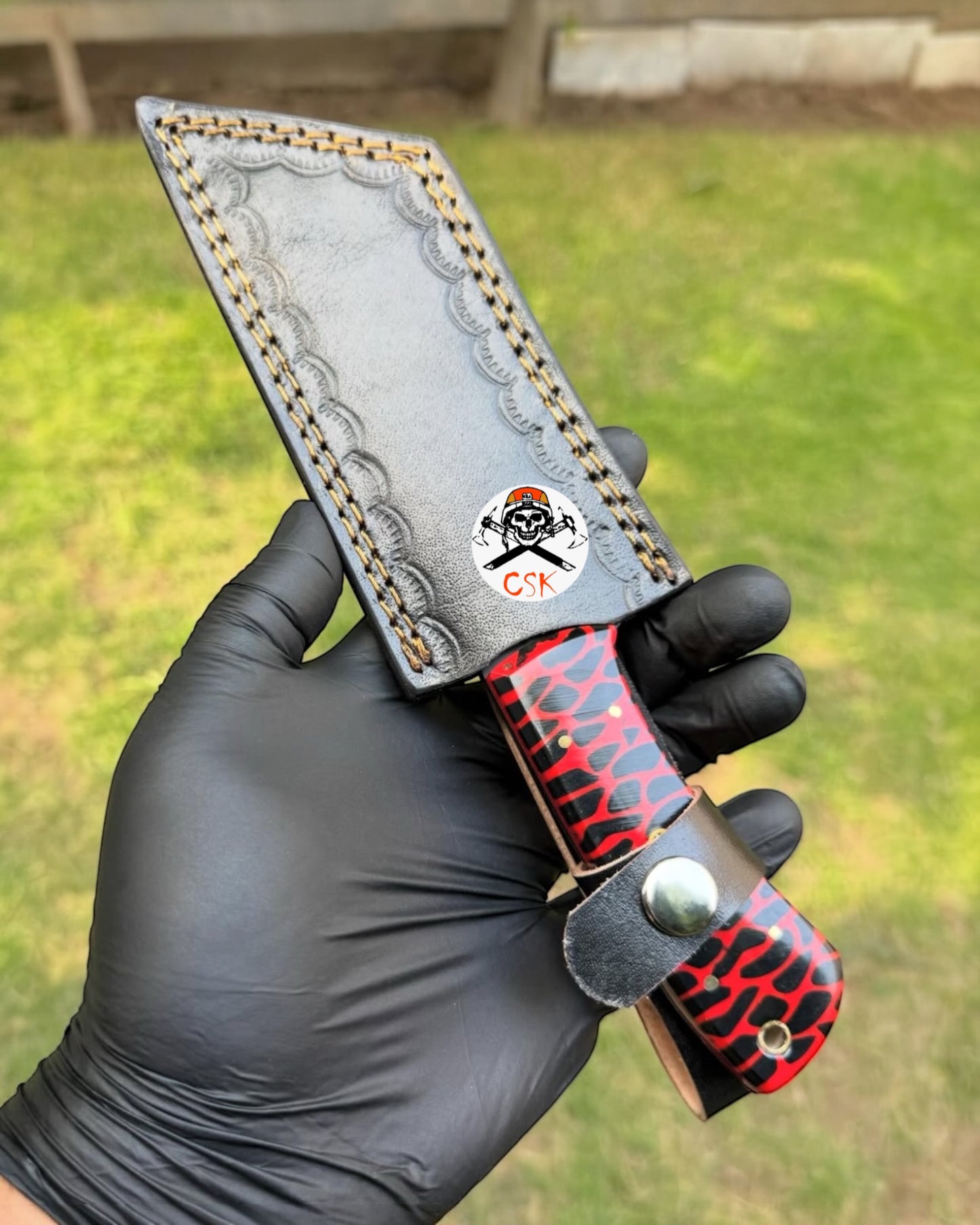 Red Viper Tanto - Custom Knife with Textured Resin Handle & Satin Blade