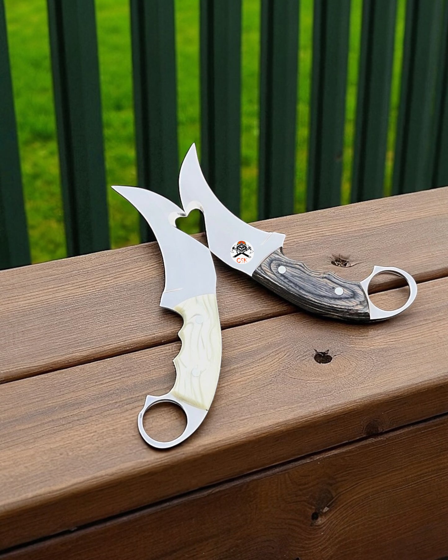 Shadow Claw Karambit Knife Pairing Set With Wooden & Resin Handle