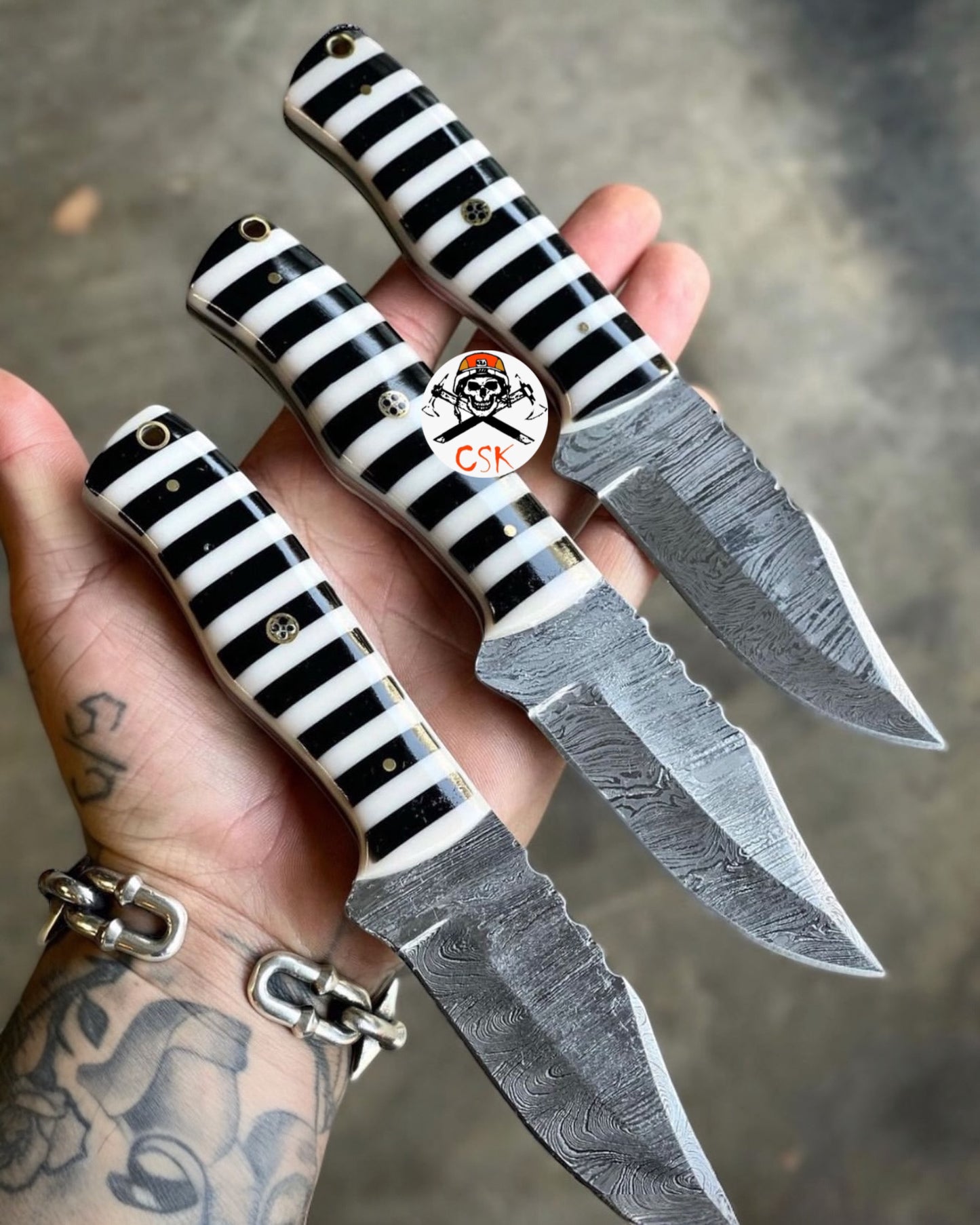 Jail Bird Damascus Hunting Set
