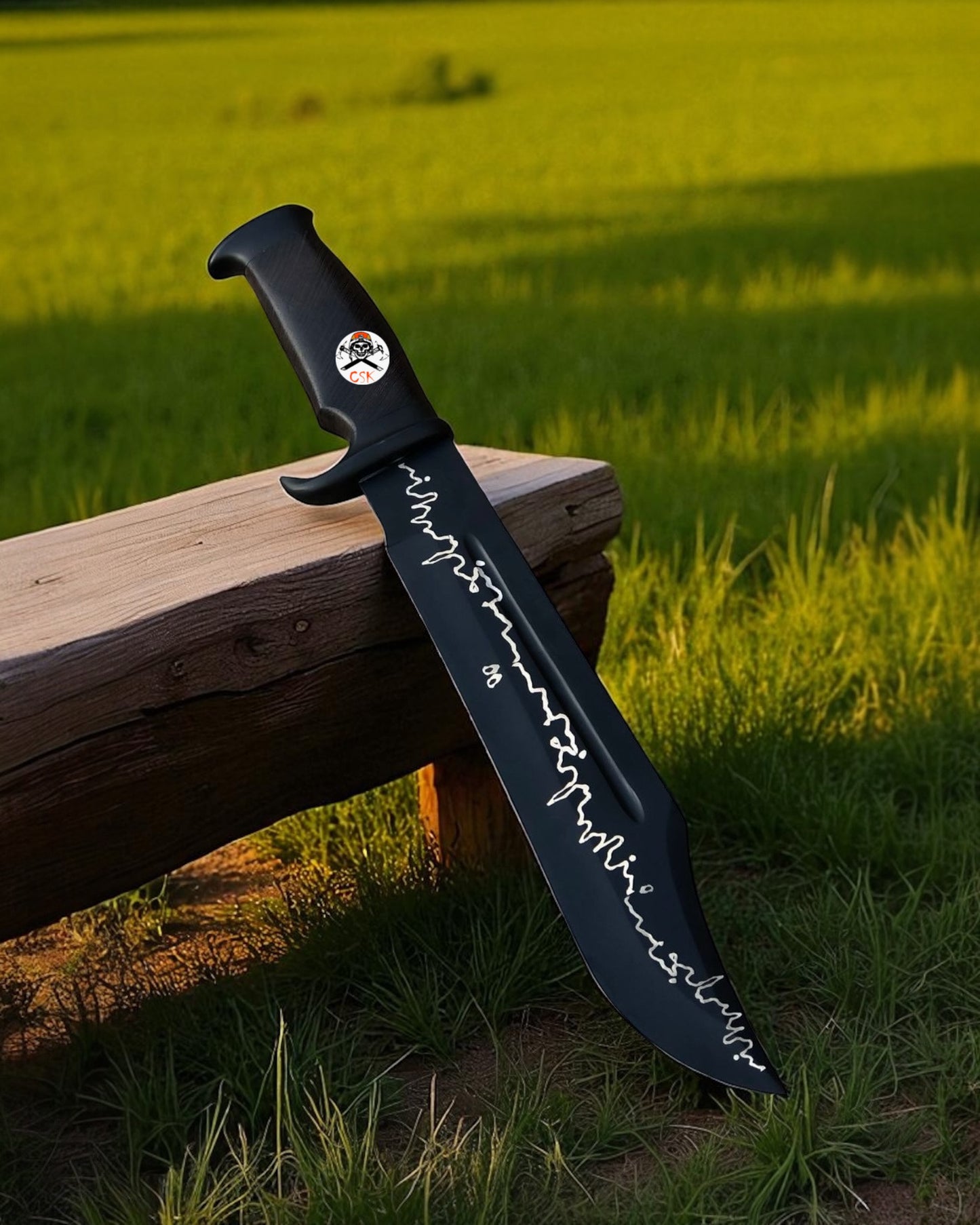 Engraved Black Bowie Knife – Heavy Duty Survival & Collectible Blade