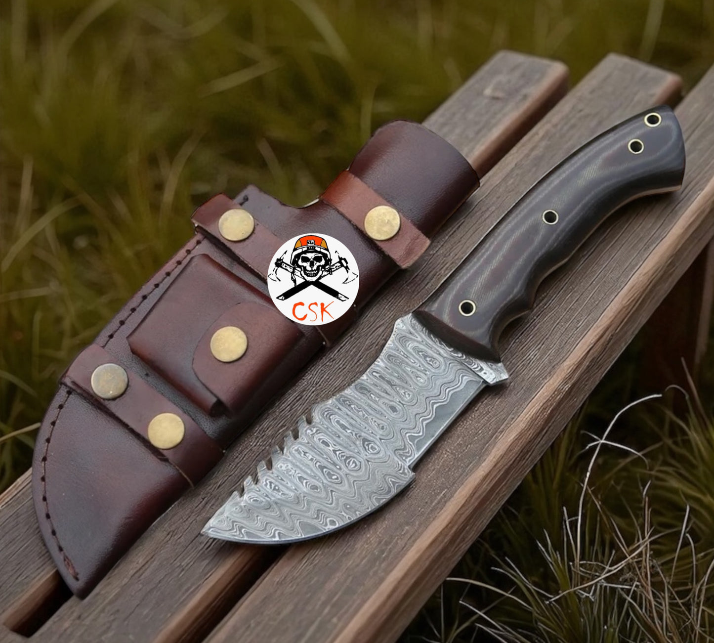 Fixed Blade 1095 Damascus Bushcraft Knife G10 Handle