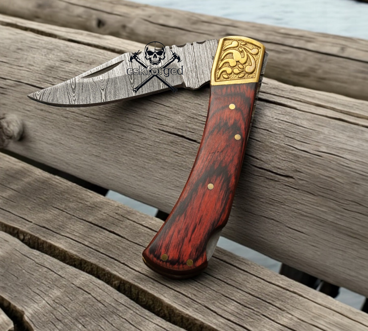 CelestialSnap Damascus - 7.5" Back Lock Pocket Knife