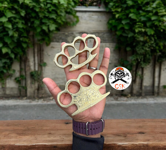 Brass Knuckle Set-Hand Engraved Knuckles