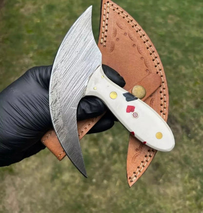 Handmade Damascus Ulu Knife