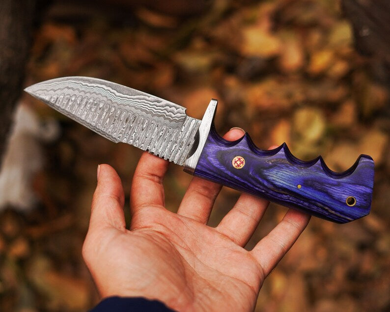 Bocat Damascus Steel Hunting Knife by cskforged