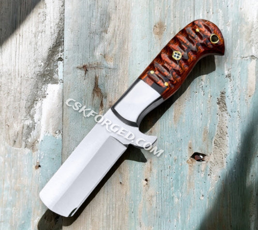 7" Handmade Cowboy Bull cutter knife with leather sheath