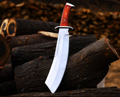 Handcrafted Rambo-Style Machete | Stainless Steel Hunting & Survival Knife with Wood Handle