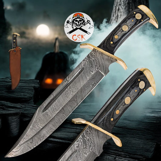 Timber Rattler Western Outlaw Folded Damascus Knife With Full Tang Beast of a Blade by cskforged