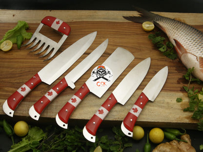 Canadian Flag Handle Stainless Steel Knives Set