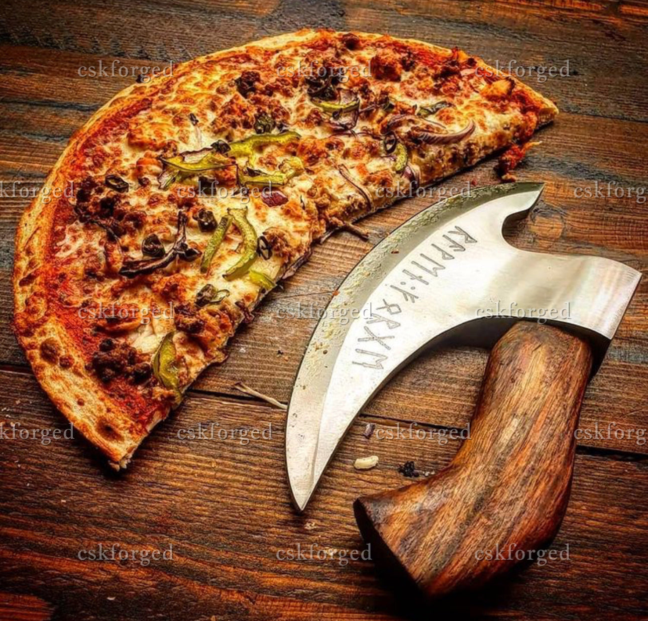 Custom hand forged pizza cutter X, Viking pizza cutter , Viking Bearded Camping cutter, Best Birthday & Anniversary Gift For Him