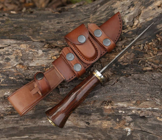 EXTERMINATOR DEER HUNTING KNIFE WITH EXOTIC WENGE WOOD HANDLE