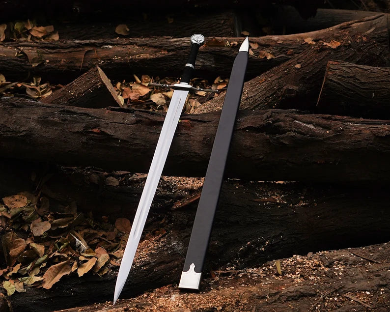 Custom Handmade Witcher Sword, Wild Hunt Geralt of Rivia Limited edition White Wolf Monster Slayer Sword, Replica Swords