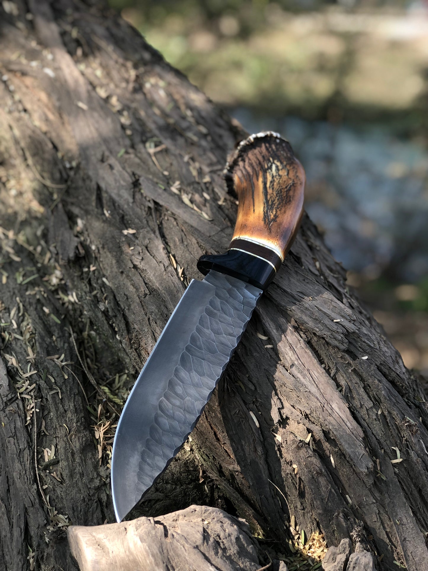 Custom Handmade Stone Texture Hand Forged 1095 High Carbon Steel Vintage Viking Knife