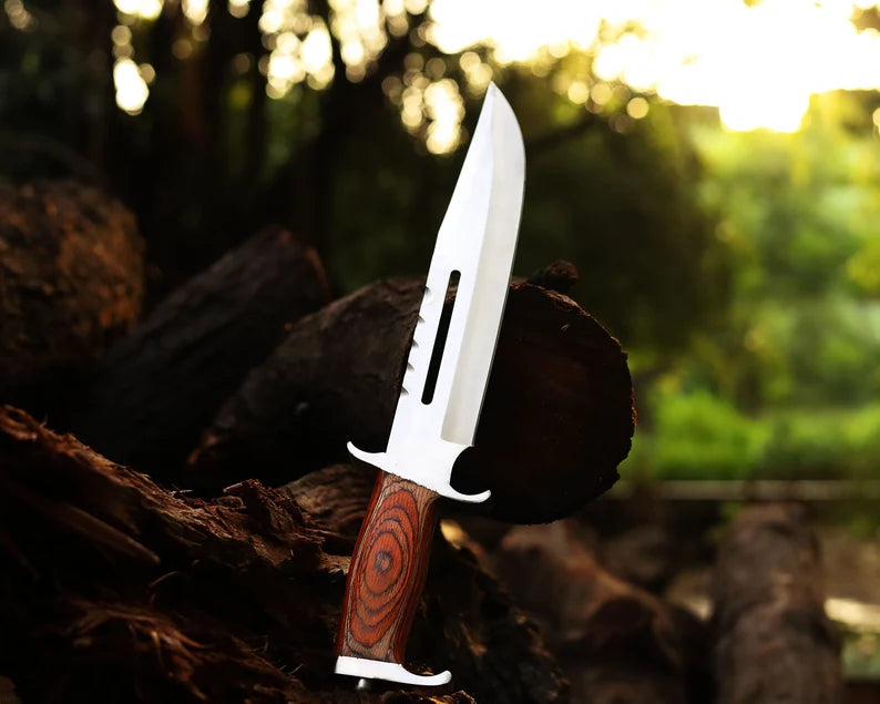 Handmade Stainless Steel blade Rambo Knife With Pakka Wood handle, Steel Guard & Pommel