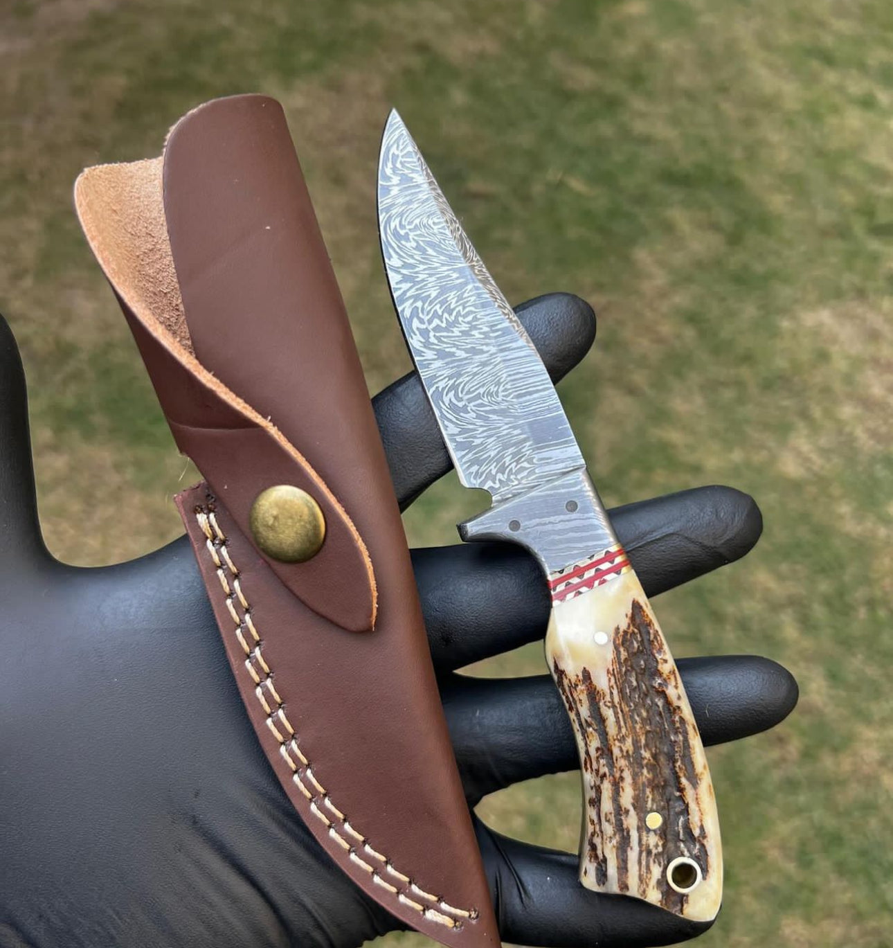 Handmade Damascus Steel Fixed Blade Hunting Knife