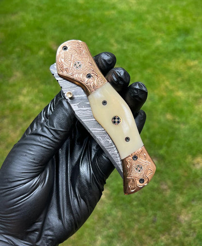 Folding Dmascus Pocket Knife/EDC Pocket Folding