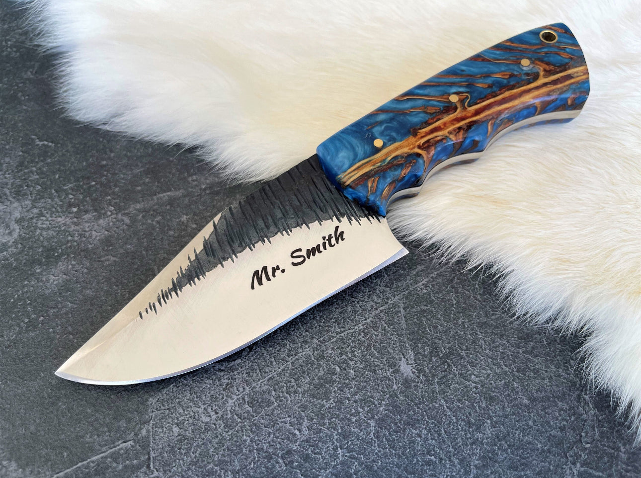 Handcrafted Hunting Knife | Personalized Fixed Blade with Pine Cone Handle