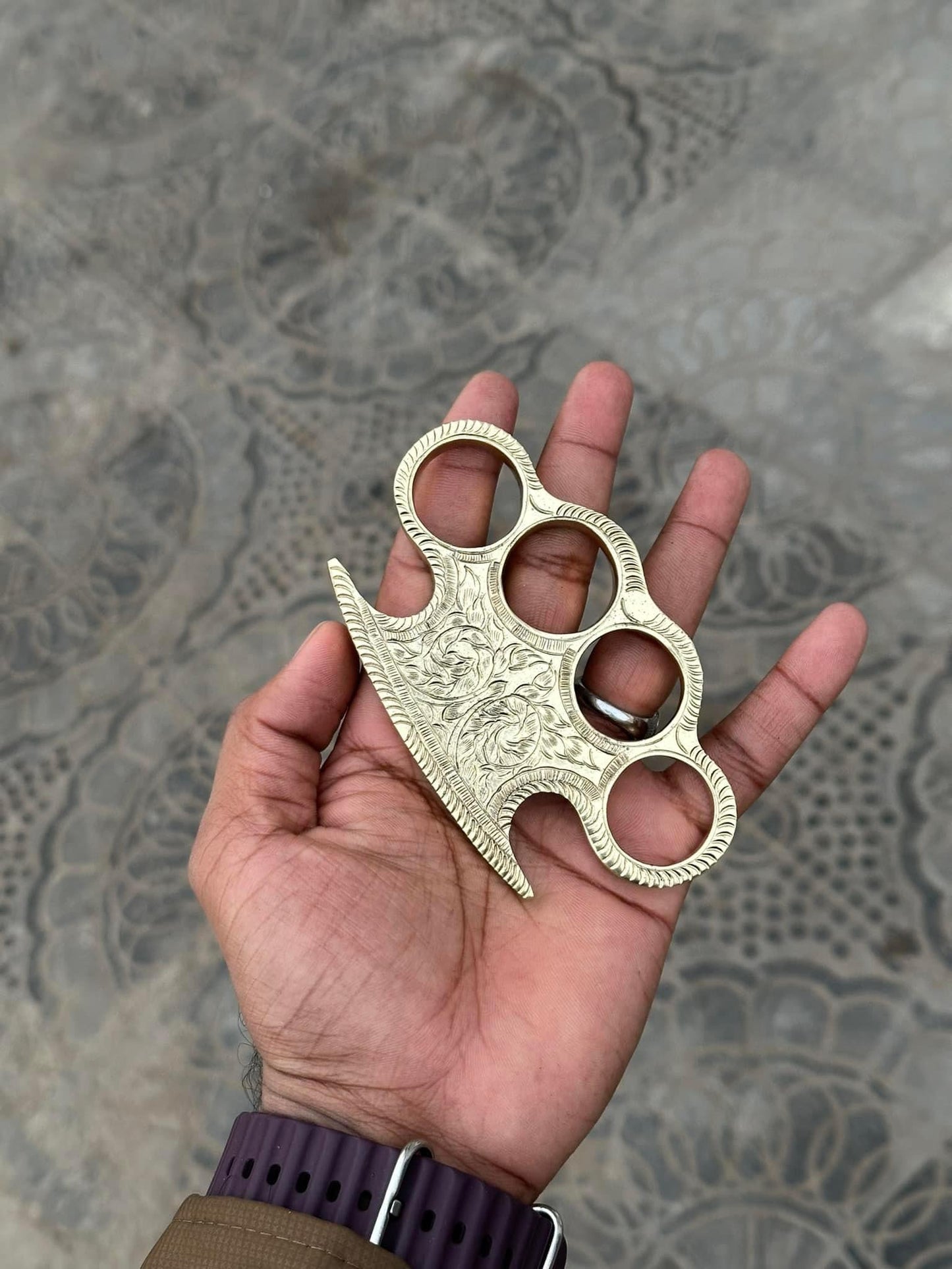 Custom engraved brass knuckle