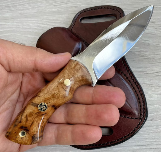 Hunting Knife 1095 Carbon Steel and Walnut Wood Handle -Blacksmith Made Camping Knife - Bushcraft Knife - Survival Knife with Sheath