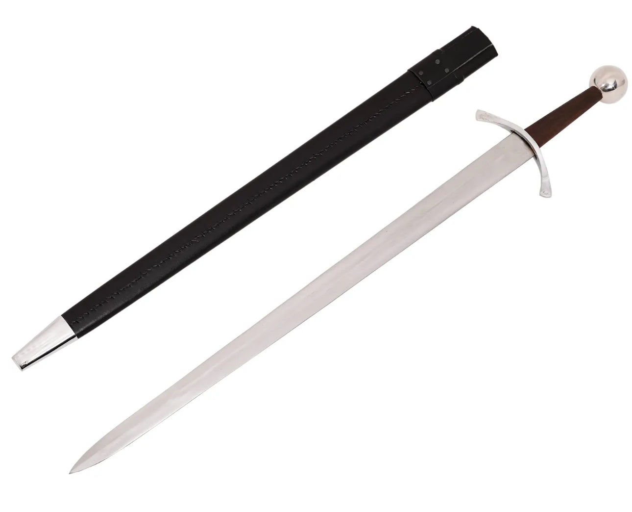 Medieval Arming Sword Carbon Steel Blade SCA Knight One Handed Leather Scabbard