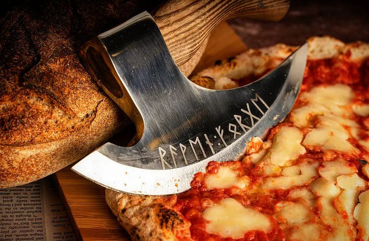 Custom hand forged pizza cutter X, Viking pizza cutter , Viking Bearded Camping cutter, Best Birthday & Anniversary Gift For Him