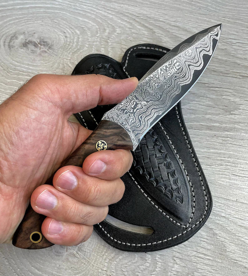REAL DAMASCUS Hunting Knife Wenge Wood Handle - 150 Layers - Blacksmith Made - Camping Knife - Damascus Steel Knife - Survival Knife