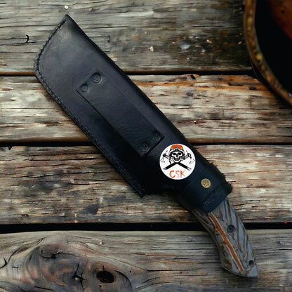 Handmade Damascus Steel Hunting & Survival Bushcraft Knife with Pine-Cone