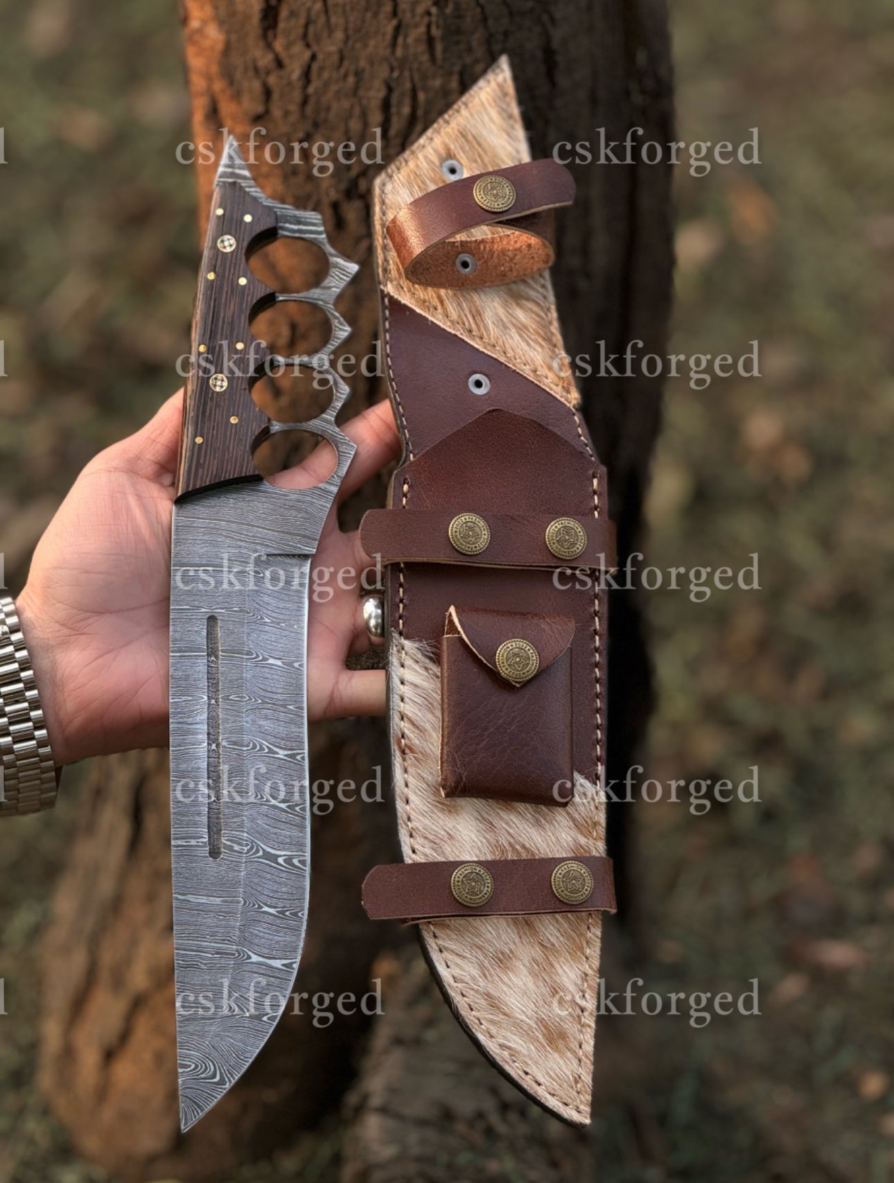 Handmade Tactical Knuckle camping Knife with Full Tang handle