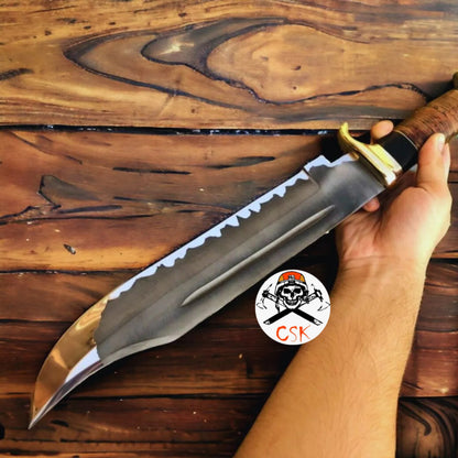 D2 steel Crocodile Dundee Knife with Acid Etched blade