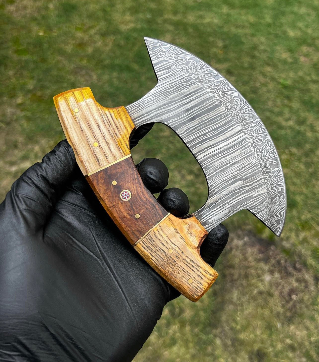 Unique Custom Made Damascus Ulu Knife