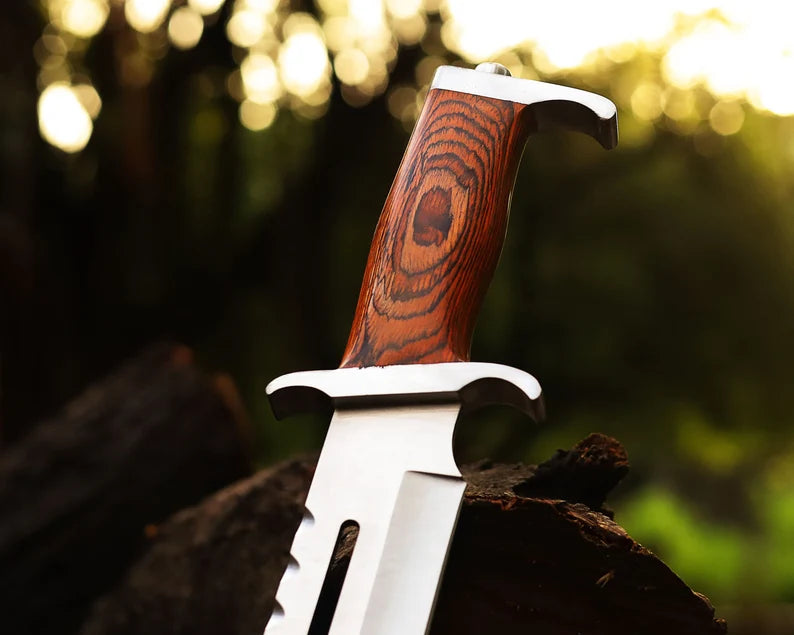 Handmade Stainless Steel blade Rambo Knife With Pakka Wood handle, Steel Guard & Pommel