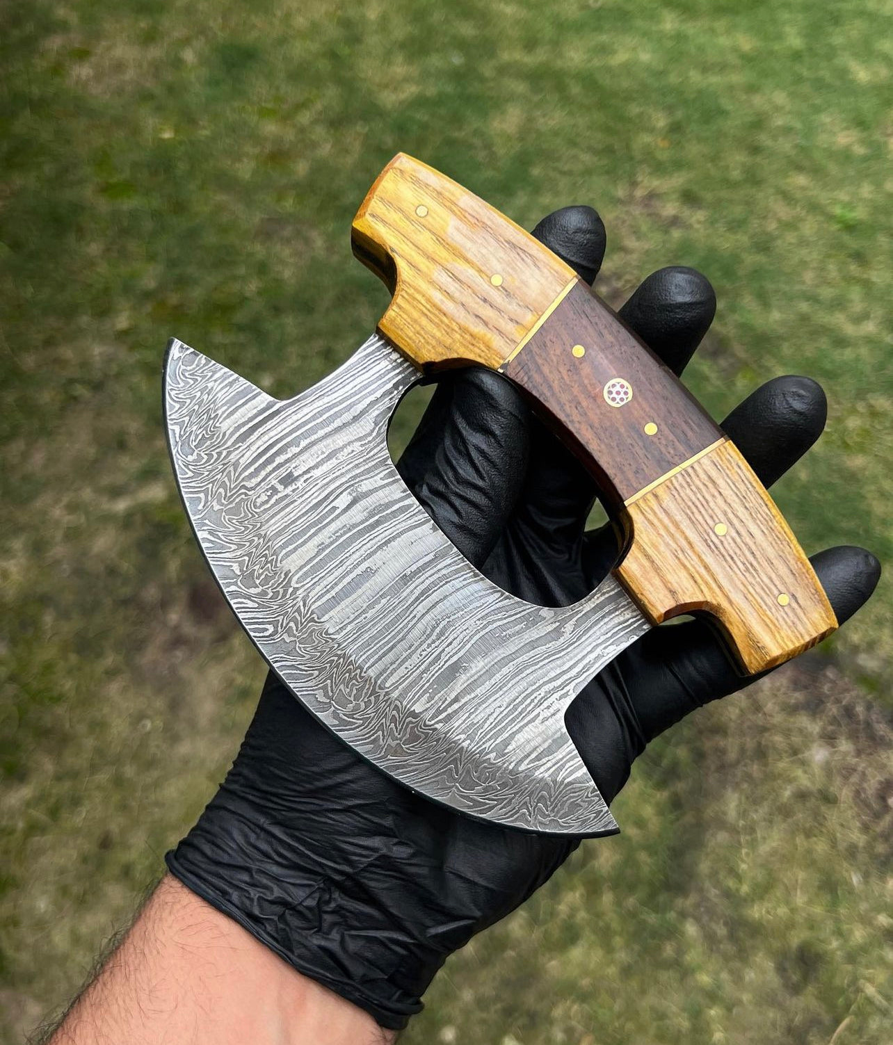 Unique Custom Made Damascus Ulu Knife