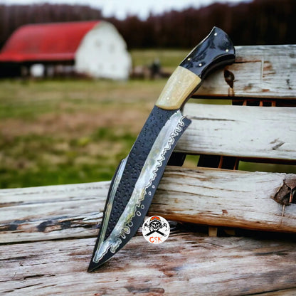 Hunting Survival Knife with D2 steel blade- Camel Bone & Bull Horn handle