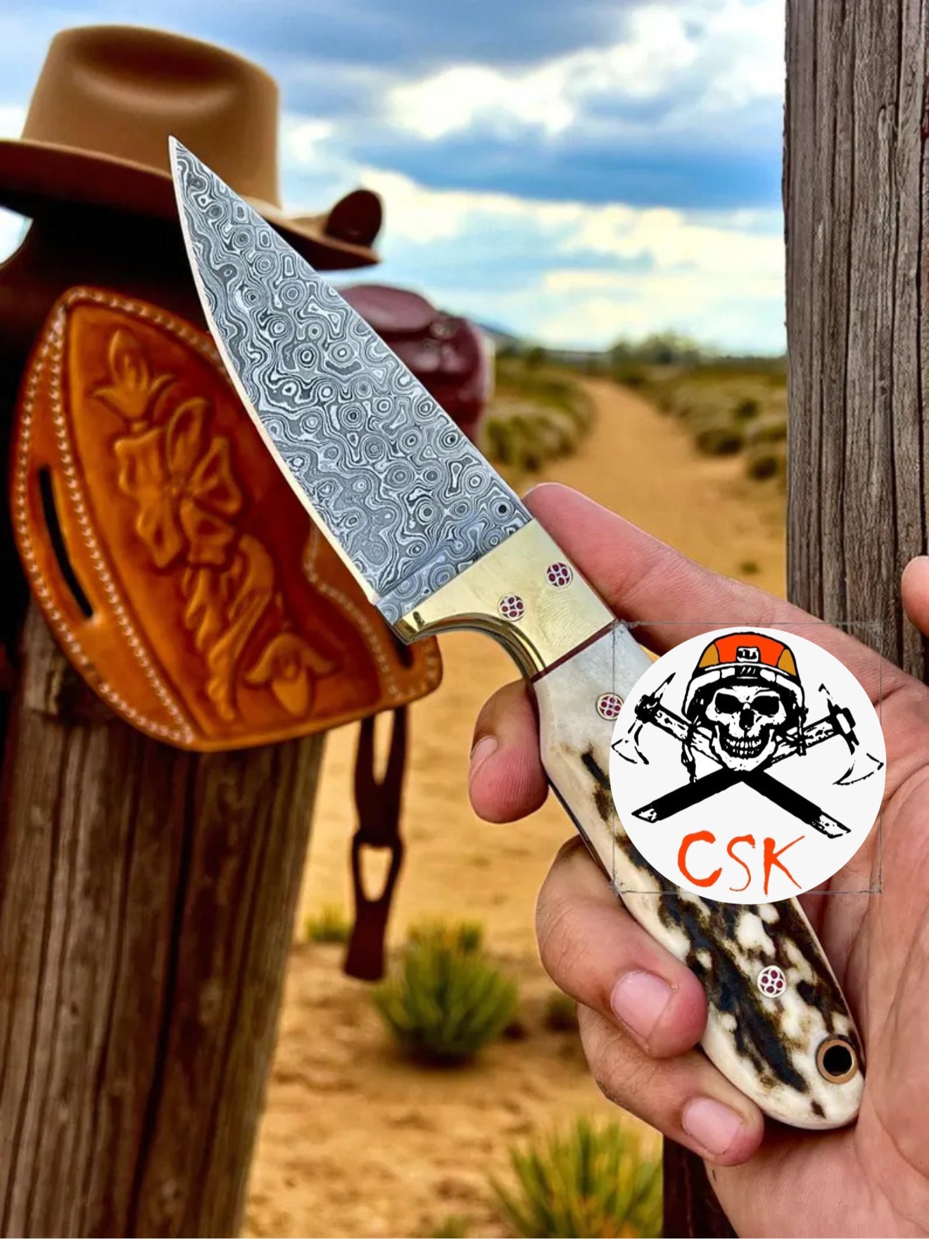 Antler Handle Buckaroo Cowboy Knife
