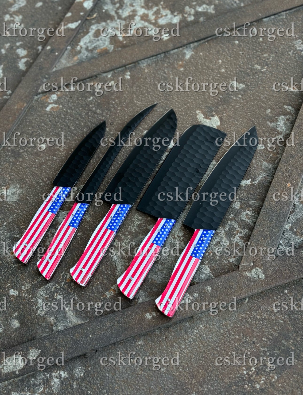 Hand Forged D2 Steel Chef Knife Set Black Powder Coated - 5-Piece Kitchen & BBQ Knives, Gifts for Him and Her, Perfect Set Of Chef Knives