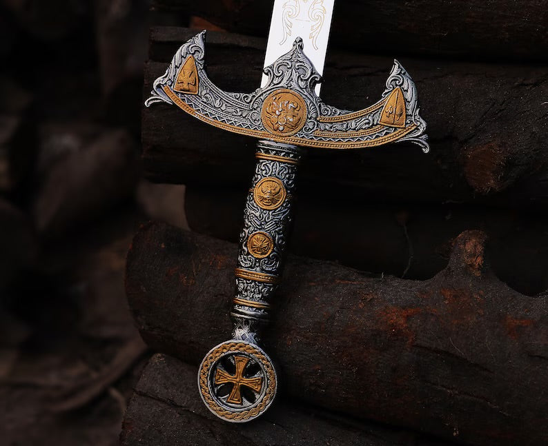 Handmade Templar Knights Sacred Holy Longsword Ornate Full Length Steel Sword| Medieval Sword With Leather Sheath