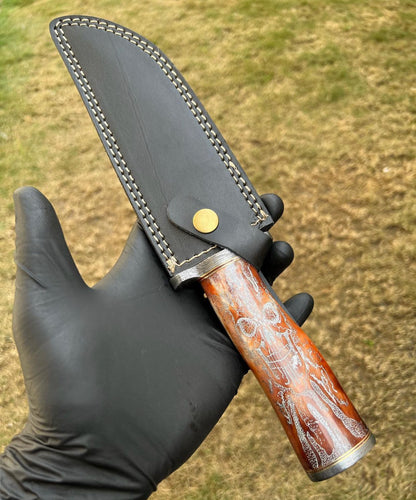 Skull Handle-Handmade Damascus Hunting Camping Knife