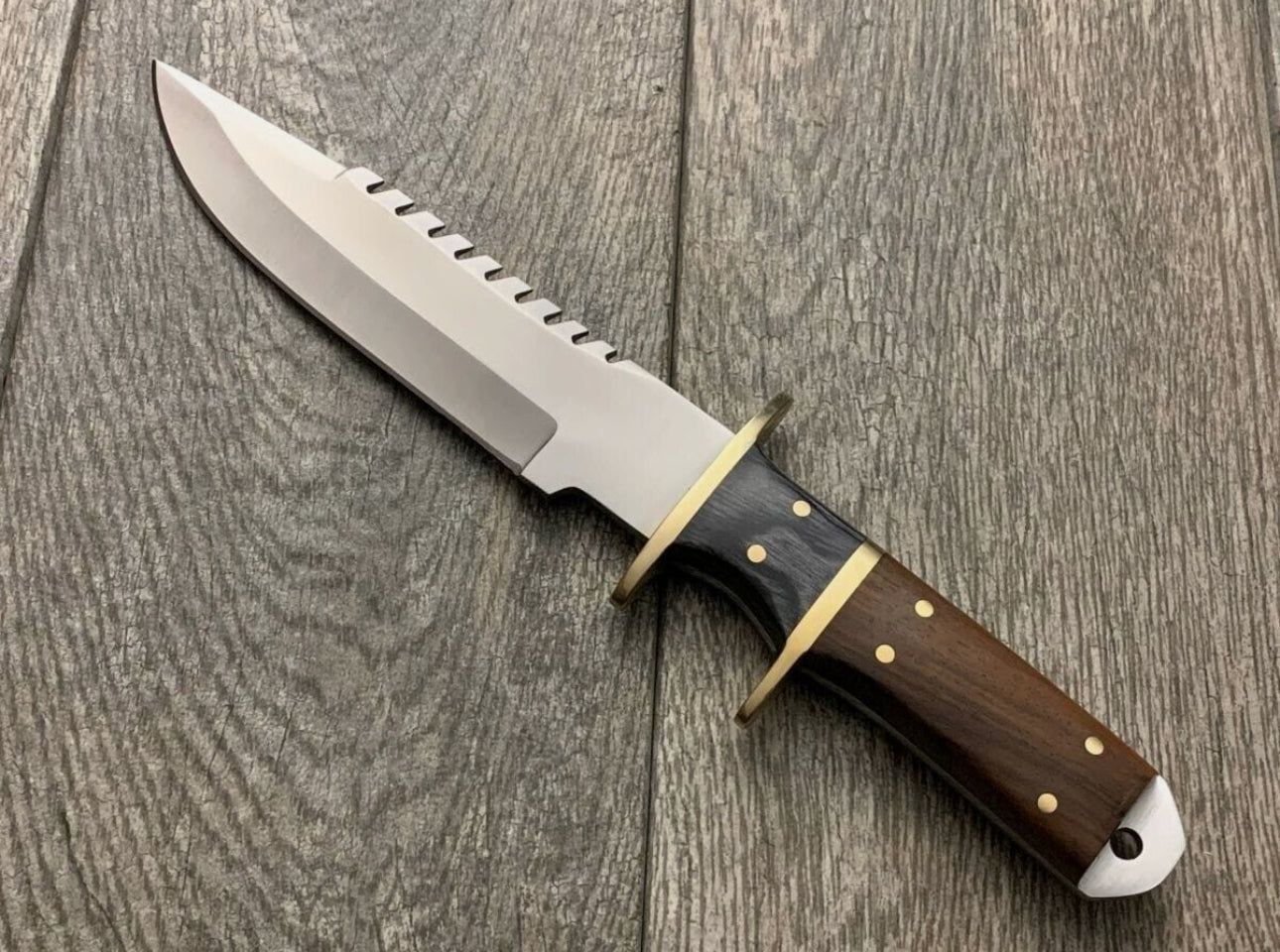 Handmade Knife with Brass Guard and Rose Wood Handle