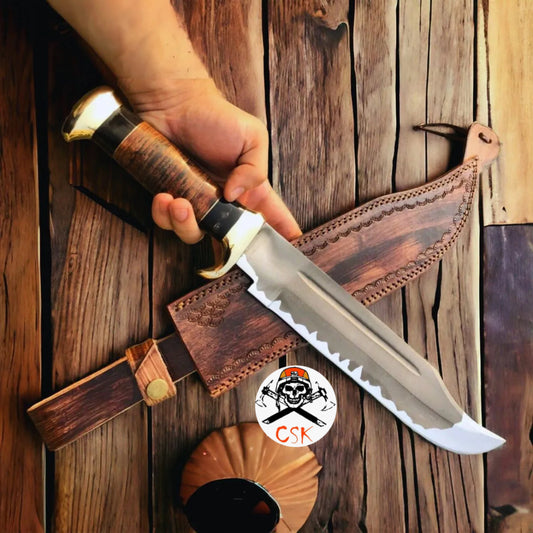 D2 steel Crocodile Dundee Knife with Acid Etched blade