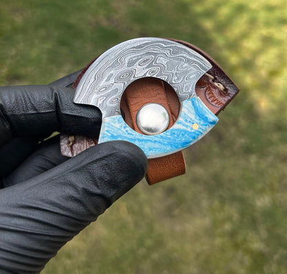 Finger hole Unique Handmade ULU Knife