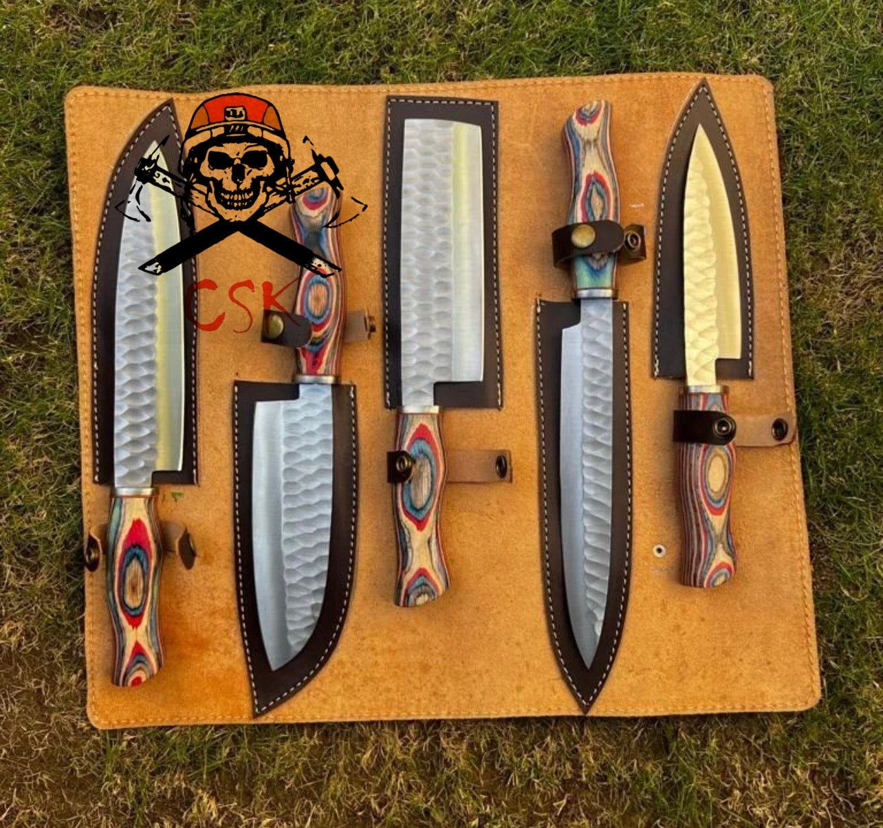 Handmade J2 steel (5pcs) kitchen chef knives set