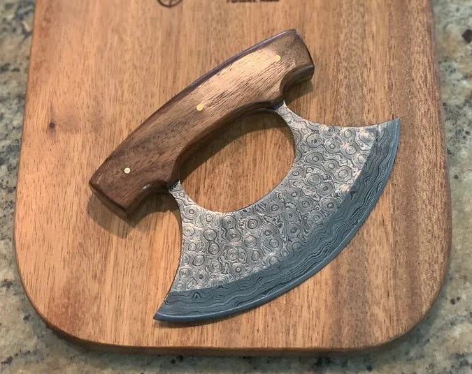 Hand Made Damascus Steel ULU knife