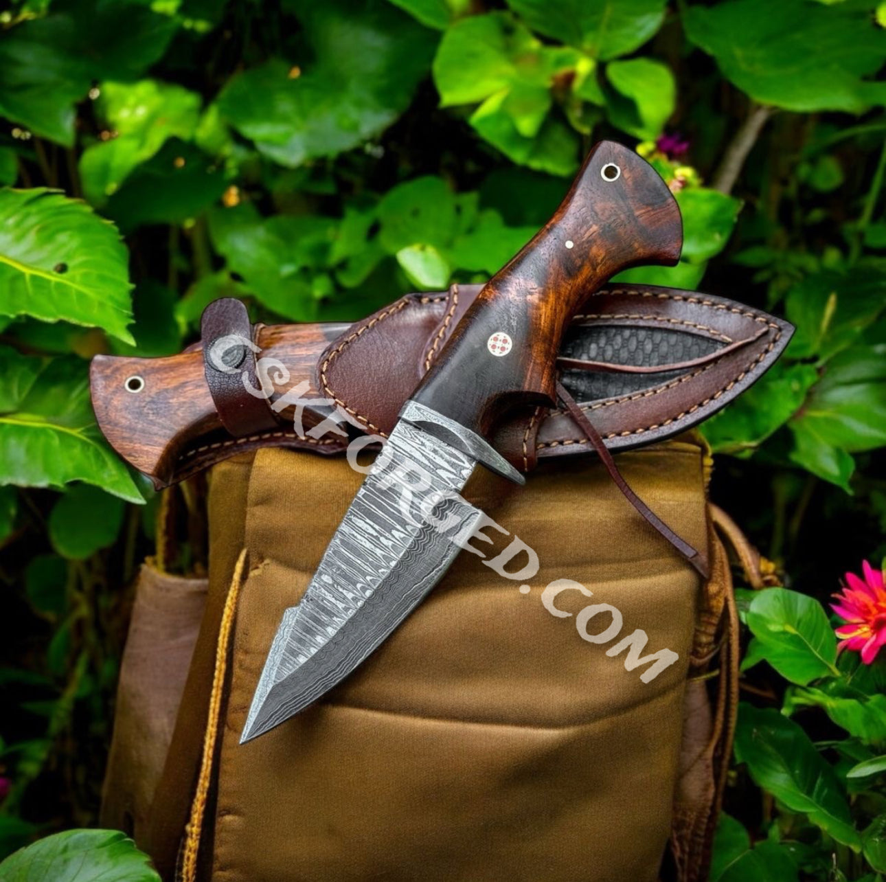 Bocat Damascus Steel Hunting Knife by cskforged