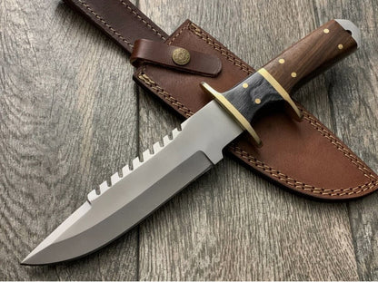 Handmade Knife with Brass Guard and Rose Wood Handle